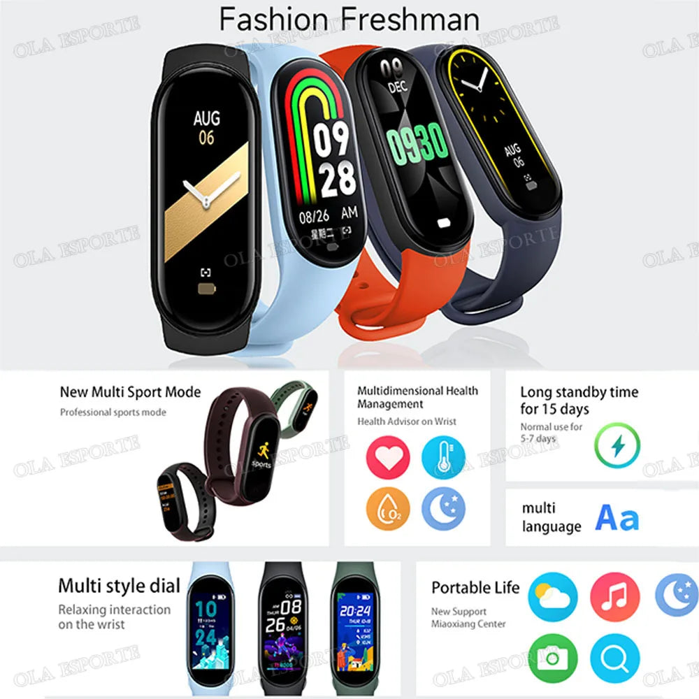 Reloj inteligente deportivo con control de música, pulsera de actividad física y calorías...