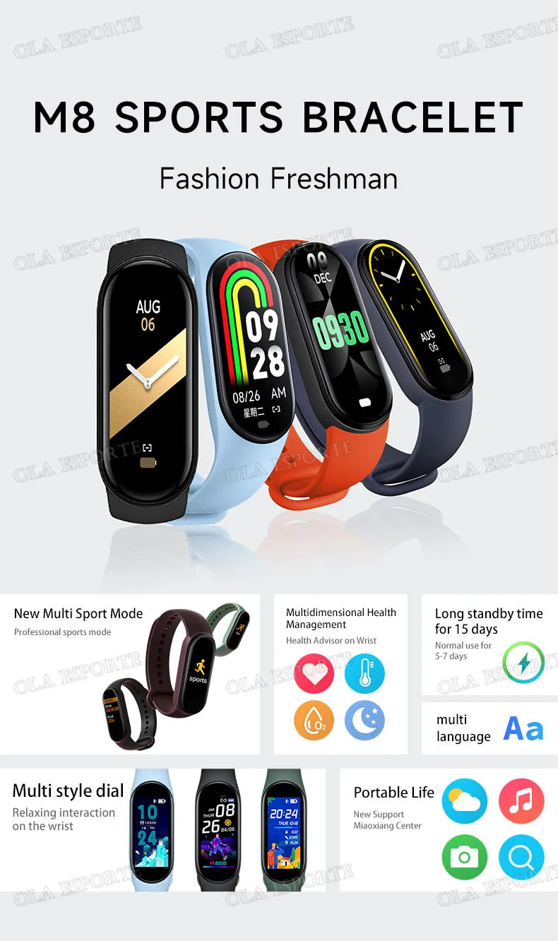 Reloj inteligente deportivo con control de música, pulsera de actividad física y calorías...