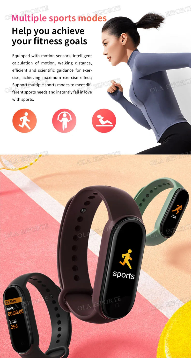 Reloj inteligente deportivo con control de música, pulsera de actividad física y calorías...